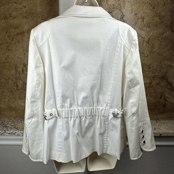 Anthracite by Muse Sz 14 Women's White Zip Front Jacket Belted - Picture 4 of 6